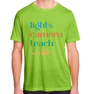 Lights Camera Teacher Smile Funny Teacher Adult ChromaSoft Performance T-Shirt