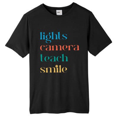 Lights Camera Teacher Smile Funny Teacher Tall Fusion ChromaSoft Performance T-Shirt