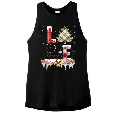 Love Christmas Tree Stethoscope Nurse Christmas Cool Gift Ladies PosiCharge Tri-Blend Wicking Tank