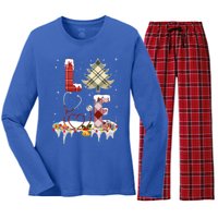 Love Christmas Tree Stethoscope Nurse Christmas Cool Gift Women's Long Sleeve Flannel Pajama Set 