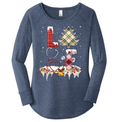 Love Christmas Tree Stethoscope Nurse Christmas Cool Gift Women's Perfect Tri Tunic Long Sleeve Shirt