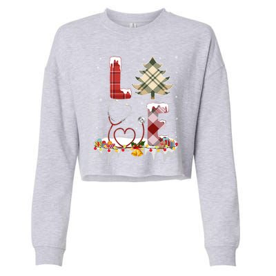 Love Christmas Tree Stethoscope Nurse Christmas Cool Gift Cropped Pullover Crew