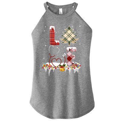 Love Christmas Tree Stethoscope Nurse Christmas Cool Gift Women's Perfect Tri Rocker Tank