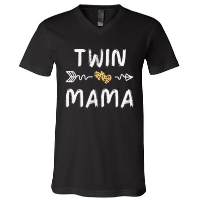 Leopard Cute Twin Moms Matching Theme V-Neck T-Shirt