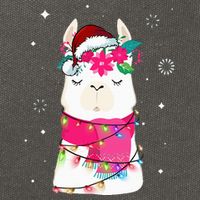 Llama Christmas Tree Lights Santa Hat Xmas Gifts Cotton Canvas Backpack