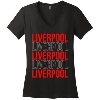 Liverpool City Tourist Souvenir Gift Uk England Women's V-Neck T-Shirt