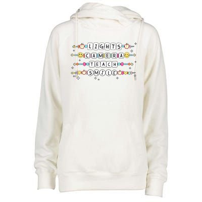 Lights Camera Teach Smile Womens Funnel Neck Pullover Hood