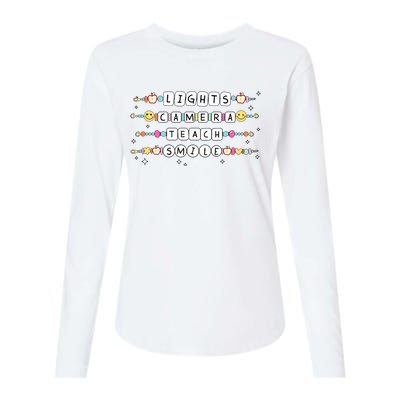 Lights Camera Teach Smile Womens Cotton Relaxed Long Sleeve T-Shirt