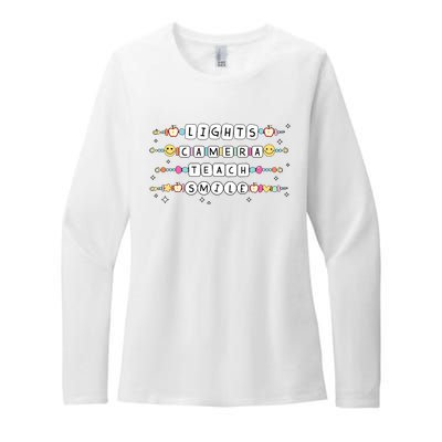 Lights Camera Teach Smile Womens CVC Long Sleeve Shirt