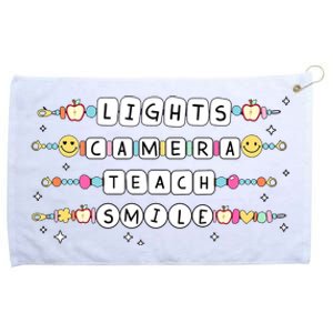 Lights Camera Teach Smile Grommeted Golf Towel