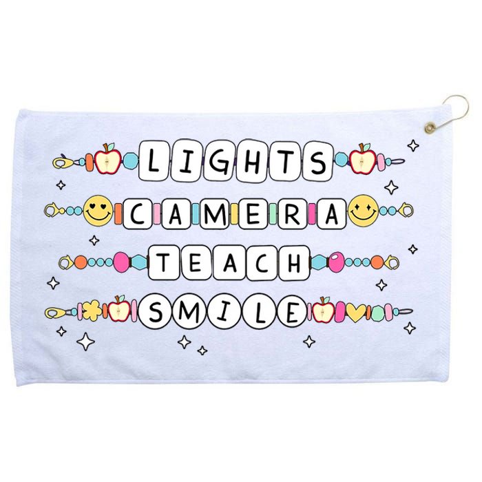 Lights Camera Teach Smile Grommeted Golf Towel