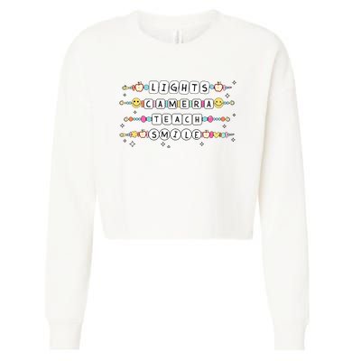 Lights Camera Teach Smile Cropped Pullover Crew