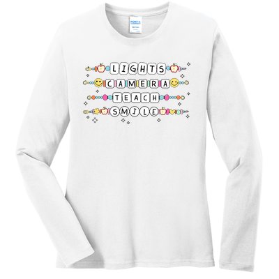 Lights Camera Teach Smile Ladies Long Sleeve Shirt