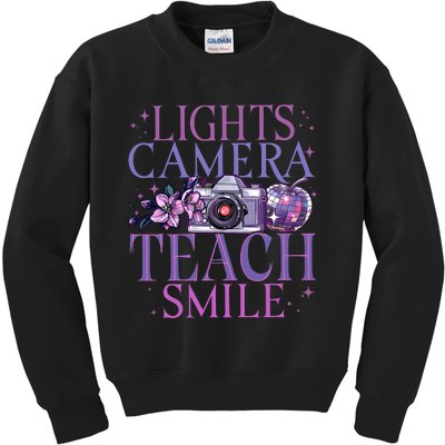 Lights Camera Teach Smile Teacher Life Kids Sweatshirt