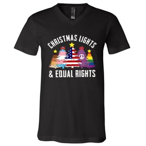 Lgbtq Christmas Trees Gift V-Neck T-Shirt