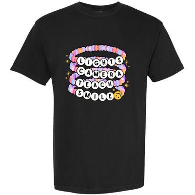 Lights Camera Teach Smile Charm Bracelet Back To School Garment-Dyed Heavyweight T-Shirt