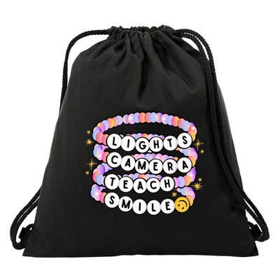 Lights Camera Teach Smile Charm Bracelet Back To School Drawstring Bag
