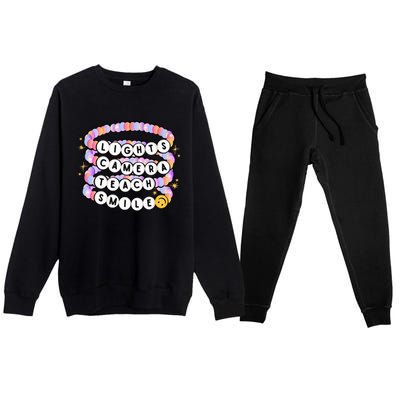 Lights Camera Teach Smile Charm Bracelet Back To School Premium Crewneck Sweatsuit Set