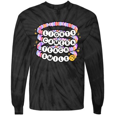 Lights Camera Teach Smile Charm Bracelet Back To School Tie-Dye Long Sleeve Shirt