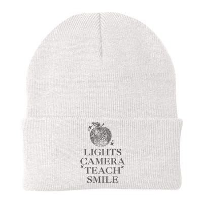 Lights Camera Teach Smile Funny Knit Cap Winter Beanie