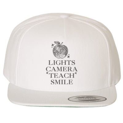 Lights Camera Teach Smile Funny Wool Snapback Cap