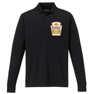 Lazy Costume Tees Peanut Butter Extra Creamy Performance Long Sleeve Polo