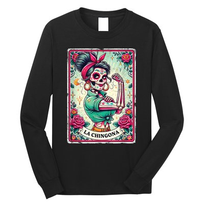 La Chingona Tarot Card Funny Spanish Slang Boss Latina Power Long Sleeve Shirt