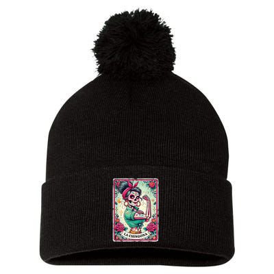 La Chingona Tarot Card Funny Spanish Slang Boss Latina Power Pom Pom 12in Knit Beanie