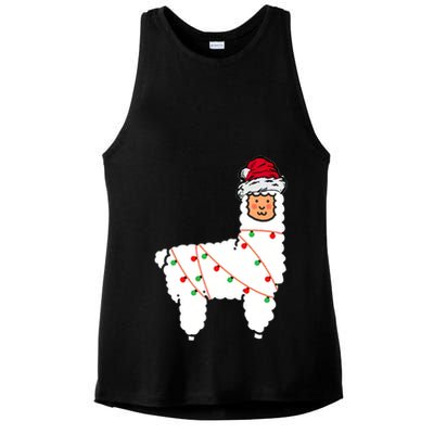 Llama Christmas Tree Ladies PosiCharge Tri-Blend Wicking Tank