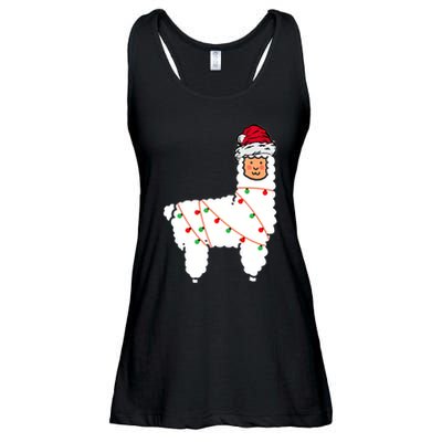 Llama Christmas Tree Ladies Essential Flowy Tank