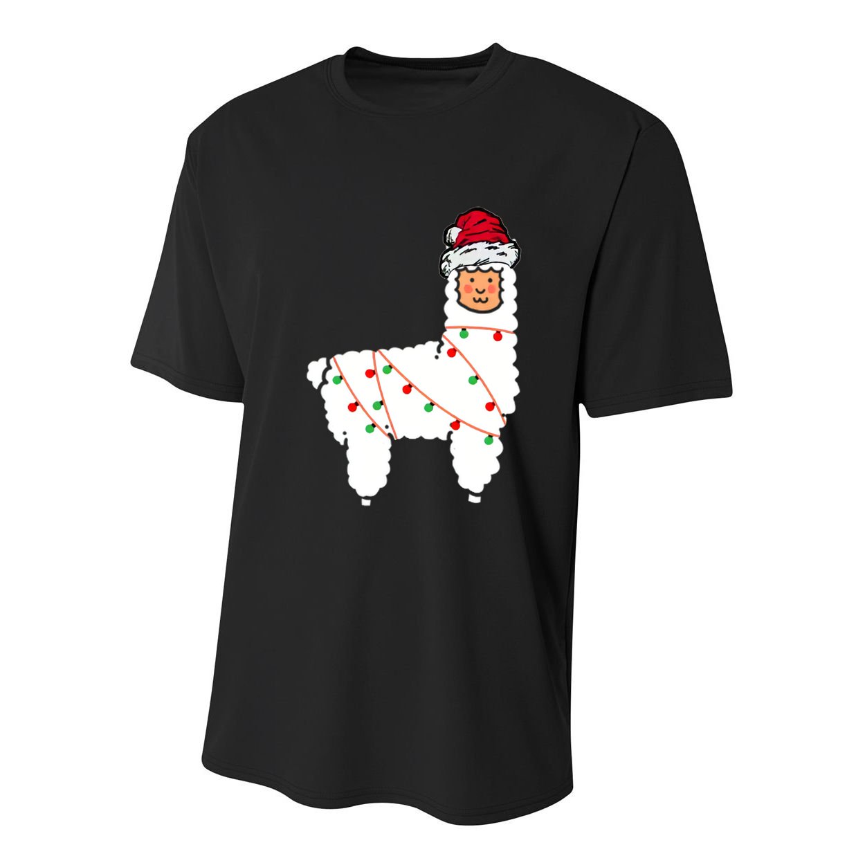 Llama Christmas Tree Youth Performance Sprint T-Shirt