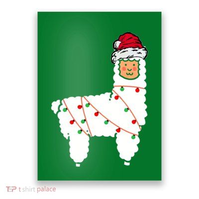 Llama Christmas Tree Poster