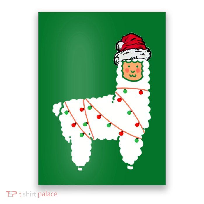 Llama Christmas Tree Poster