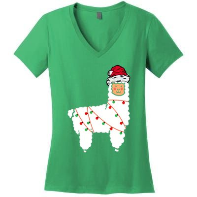 Llama Christmas Tree Women's V-Neck T-Shirt