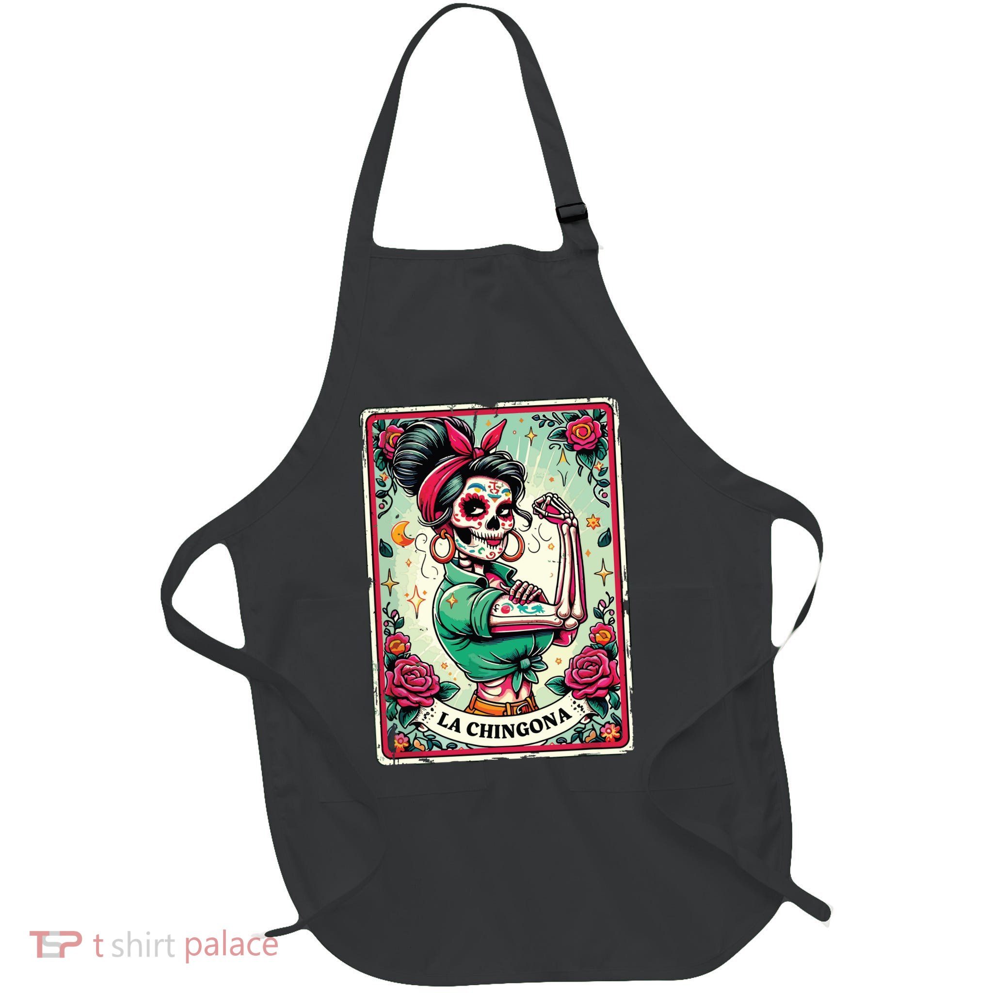La Chingona Tarot Card Funny Spanish Slang Boss Latina Power Full-Length Apron With Pockets