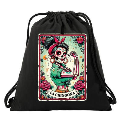La Chingona Tarot Card Funny Spanish Slang Boss Latina Power Drawstring Bag