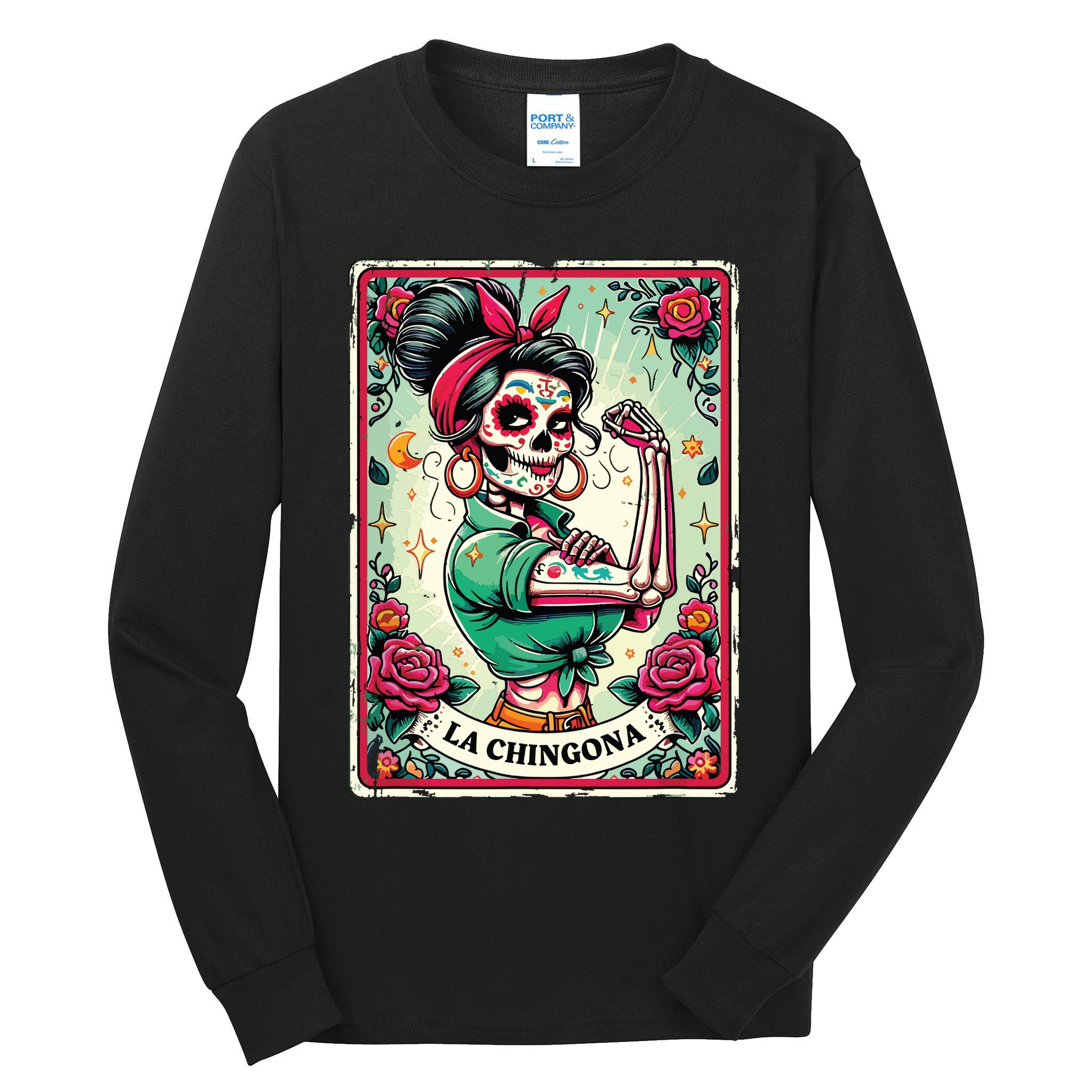 La Chingona Tarot Card Funny Spanish Slang Boss Latina Power Tall Long Sleeve T-Shirt