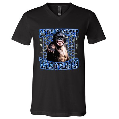 Lets Commit Tax Fraud Vintage Bootleg Rap 90s Monkey V-Neck T-Shirt