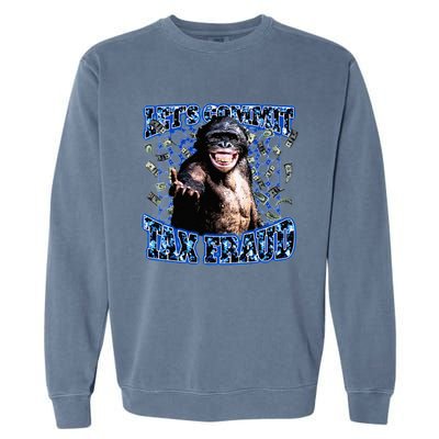 Lets Commit Tax Fraud Vintage Bootleg Rap 90s Monkey Garment-Dyed Sweatshirt