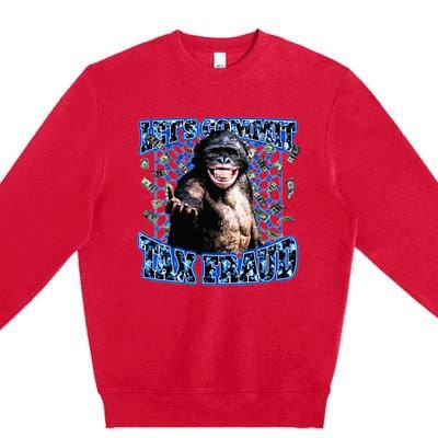 Lets Commit Tax Fraud Vintage Bootleg Rap 90s Monkey Premium Crewneck Sweatshirt