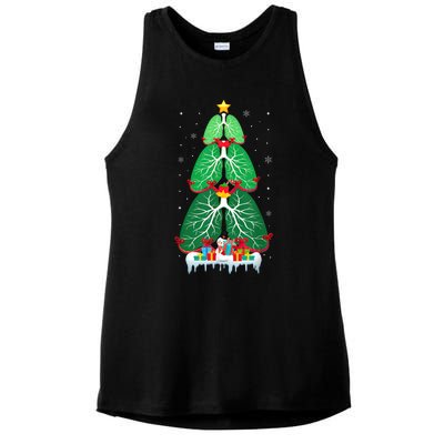 Lung Christmas Tree Respiratory Therapy Xmas Therapist Shirt Ladies PosiCharge Tri-Blend Wicking Tank