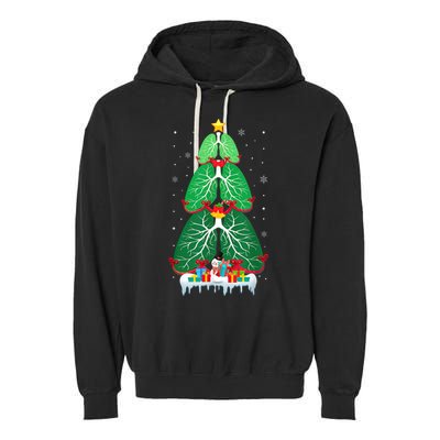 Lung Christmas Tree Respiratory Therapy Xmas Therapist Shirt Garment-Dyed Fleece Hoodie