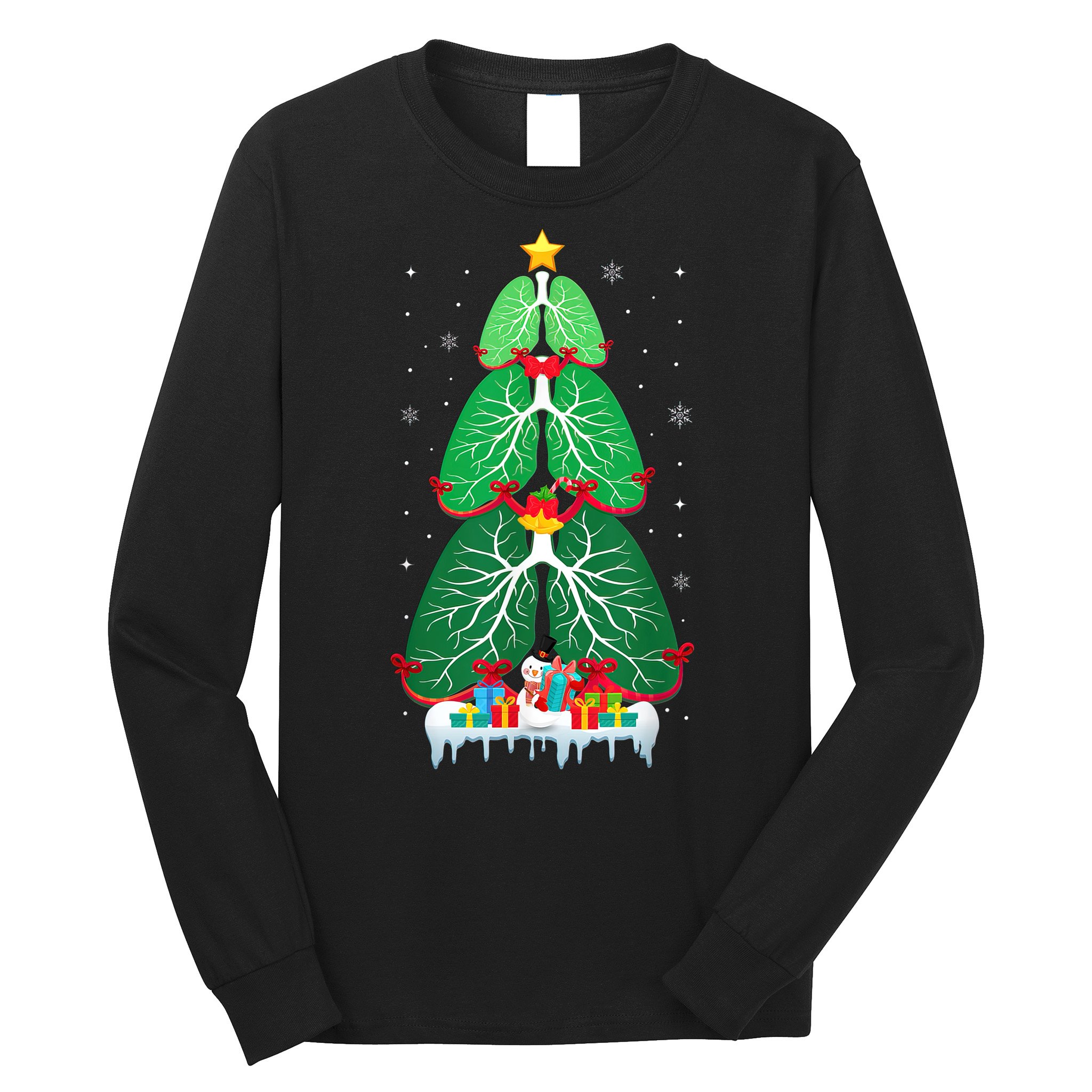 Lung Christmas Tree Respiratory Therapy Xmas Therapist Shirt Long Sleeve Shirt