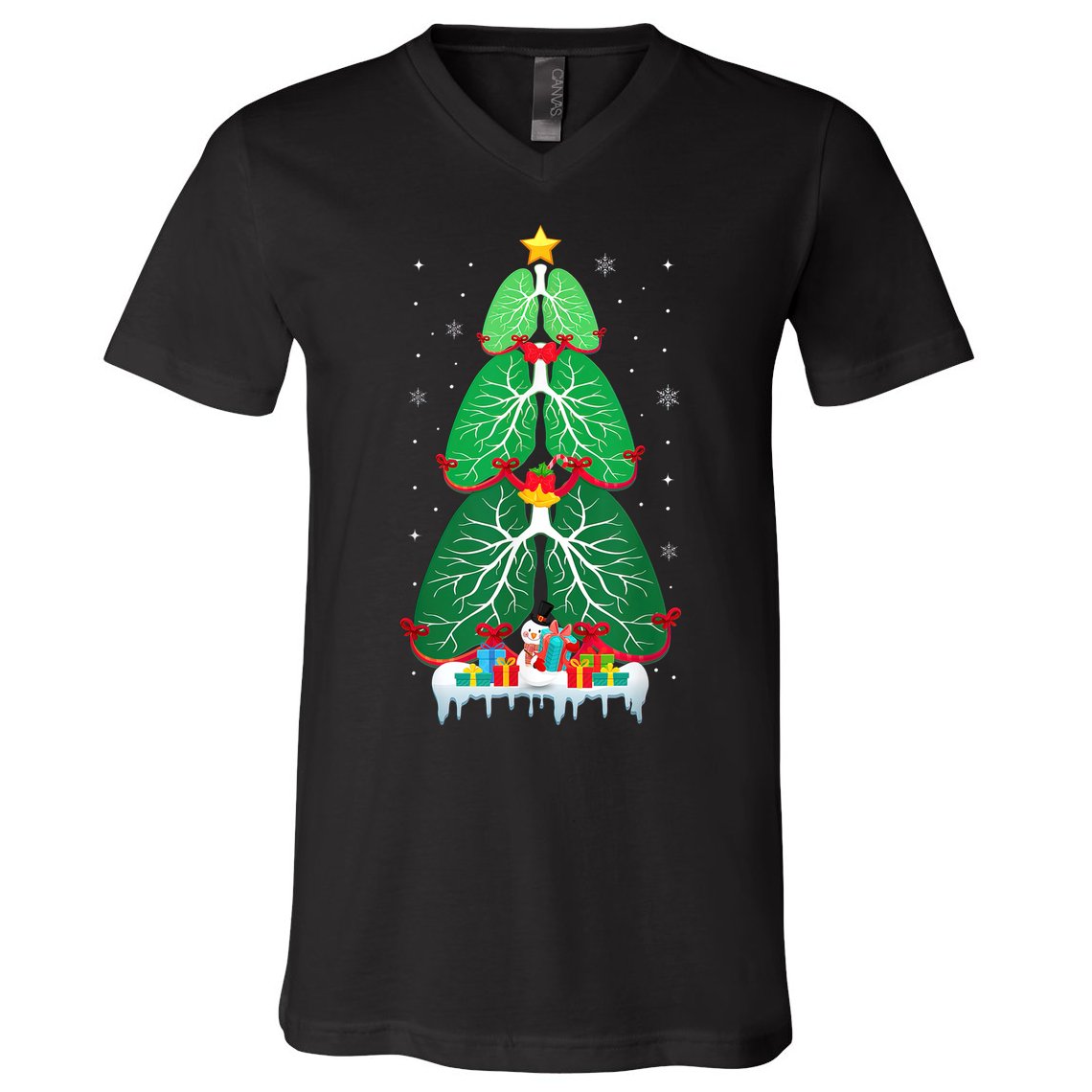Lung Christmas Tree Respiratory Therapy Xmas Therapist Shirt V-Neck T-Shirt