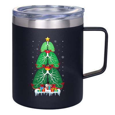 Lung Christmas Tree Respiratory Therapy Xmas Therapist Shirt 12oz Stainless Steel Coffee Mug
