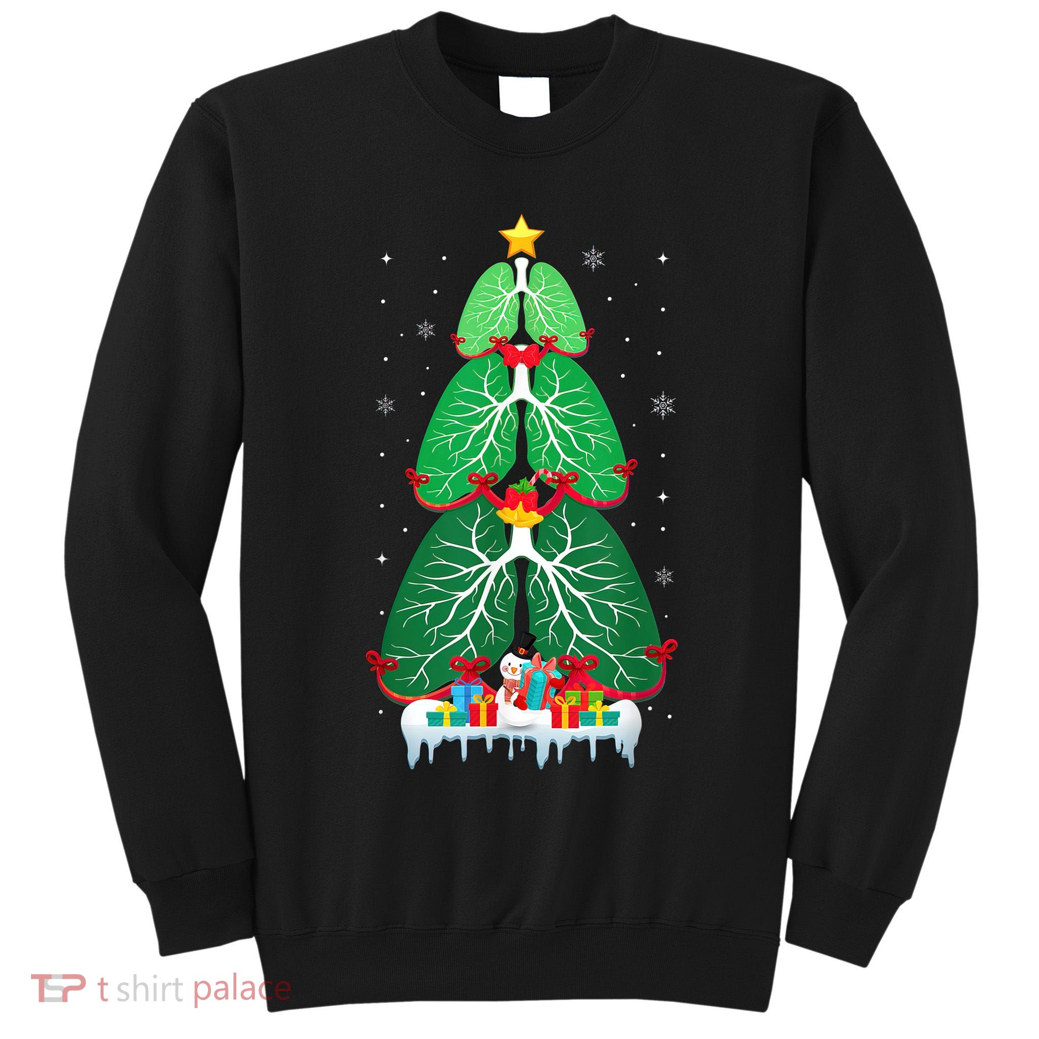 Lung Christmas Tree Respiratory Therapy Xmas Therapist Shirt Tall Sweatshirt