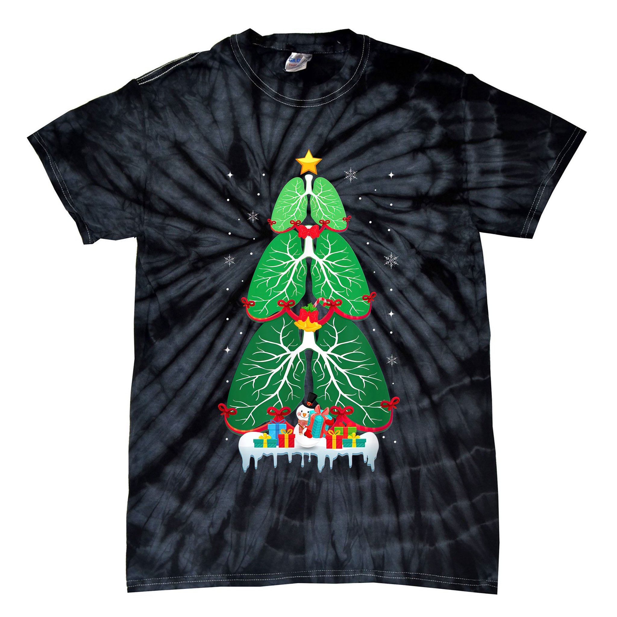 Lung Christmas Tree Respiratory Therapy Xmas Therapist Shirt Tie-Dye T-Shirt