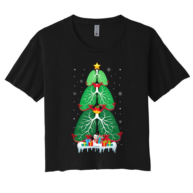 Lung Christmas Tree Respiratory Therapy Xmas Therapist Shirt Crop Top