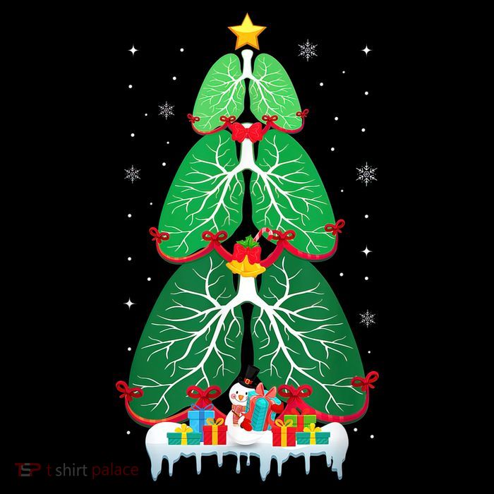 Lung Christmas Tree Respiratory Therapy Xmas Therapist Shirt Womens T-Shirt