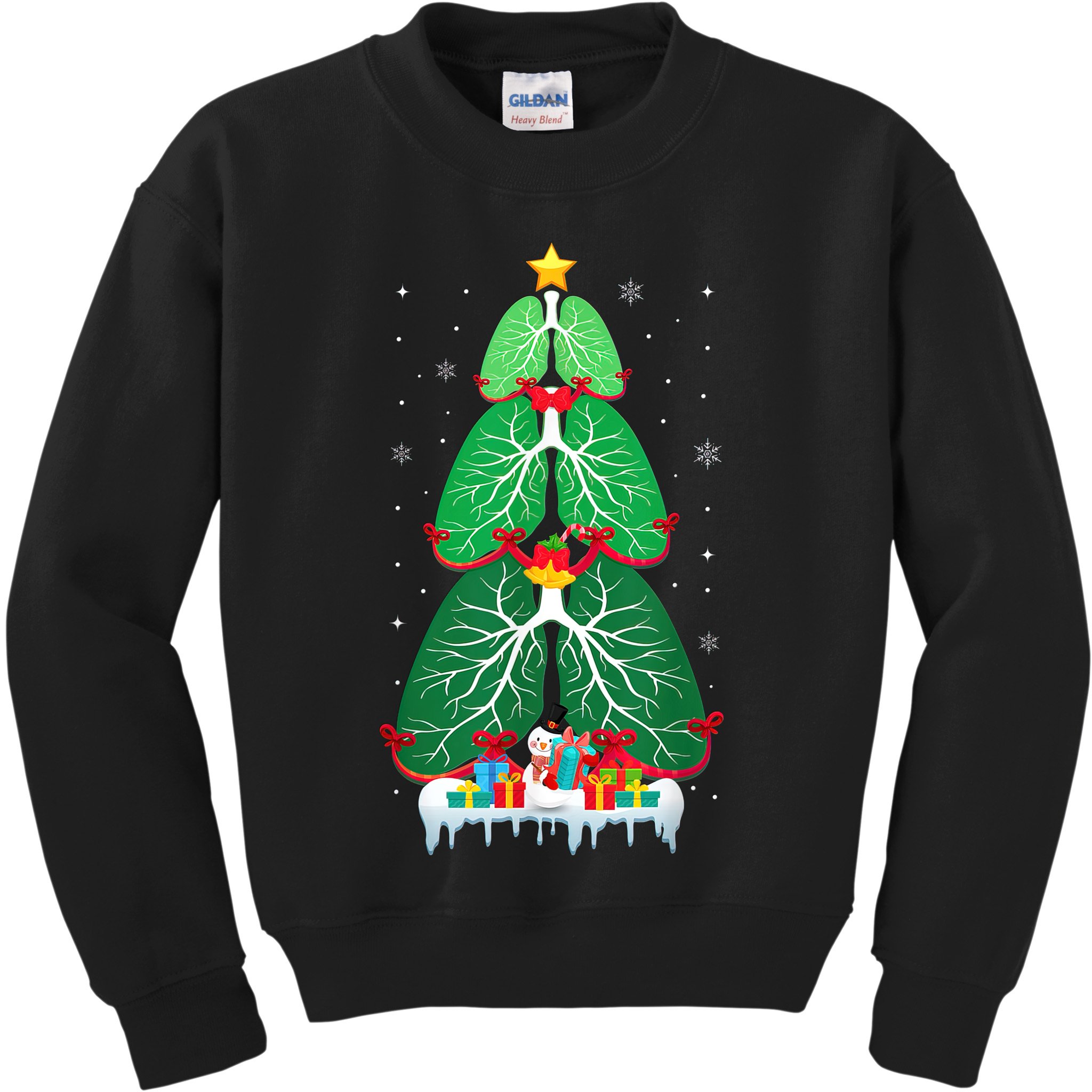Lung Christmas Tree Respiratory Therapy Xmas Therapist Shirt Kids Sweatshirt